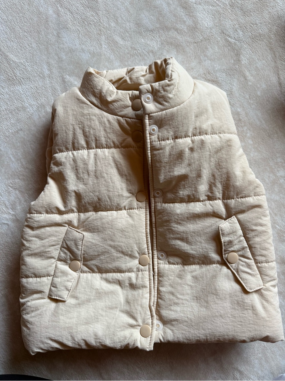 Kids Cream Quilted Puffer Vest